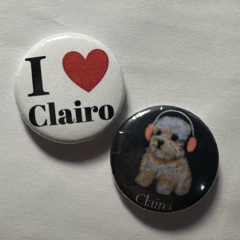 Clairo merch Button Set with Heart and Dog Design 1.25 inches homemade